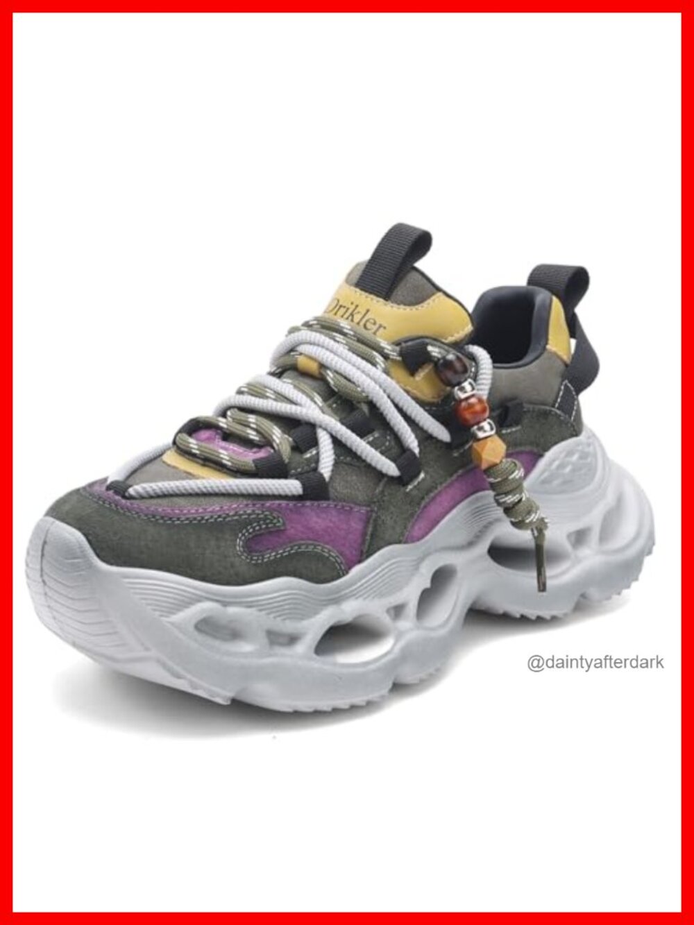Women's Chunky Platform Sneakers Lace-Up Suede Leather Athletic Walking Shoes